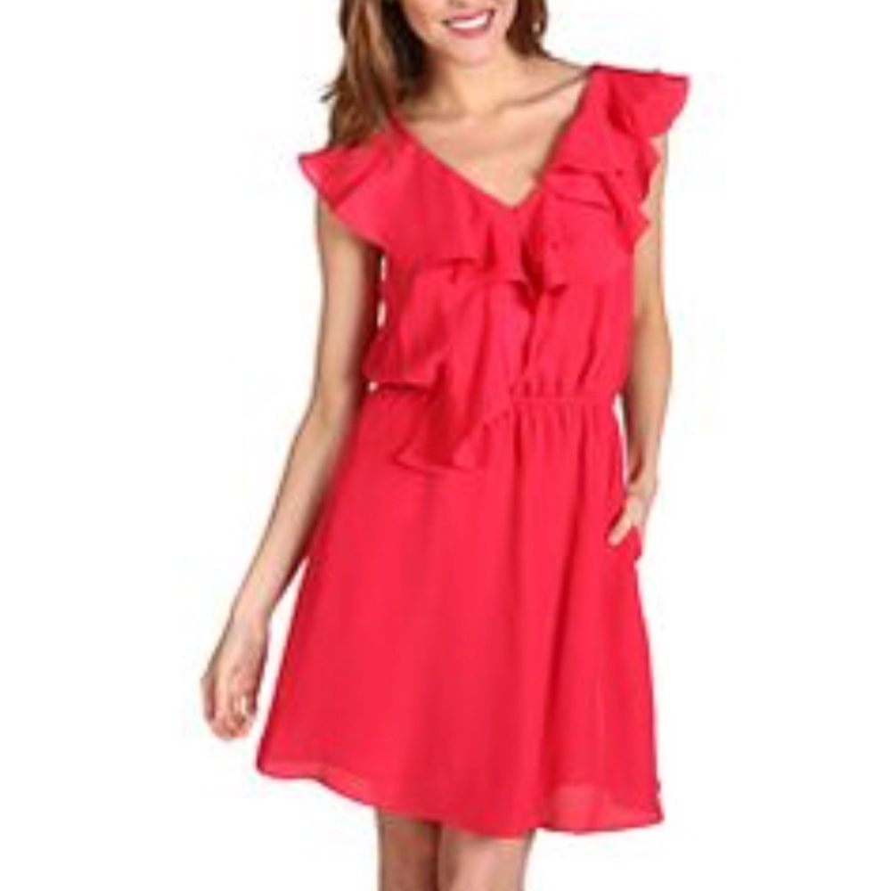 Bcbgeneration Double Ruffle Sleeveless Dress Sz L - image 2